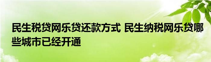 民生税贷网乐贷还款方式民生纳税网乐贷哪些城市已经开通